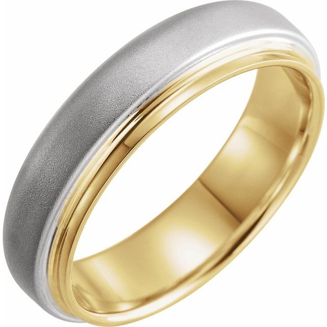 14K Yellow & White 6 mm Edged Band with Brushed Finished Size 7.5