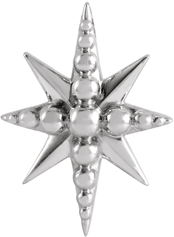 14K White Beaded Star Pendant