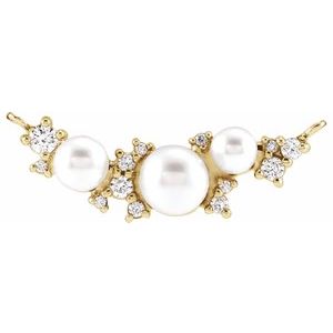 14K Yellow Cultured White Akoya Pearl & .08 CTW Natural Diamond Necklace Center