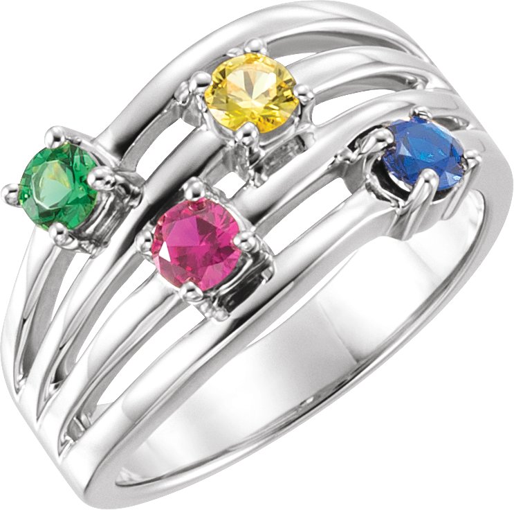 Sterling Silver 4 Birthstone Family Ring 71407