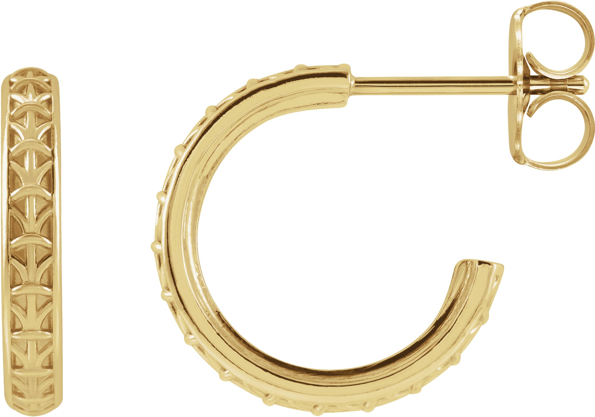 14K Yellow Geometric 13.5 mm Hoop Earrings