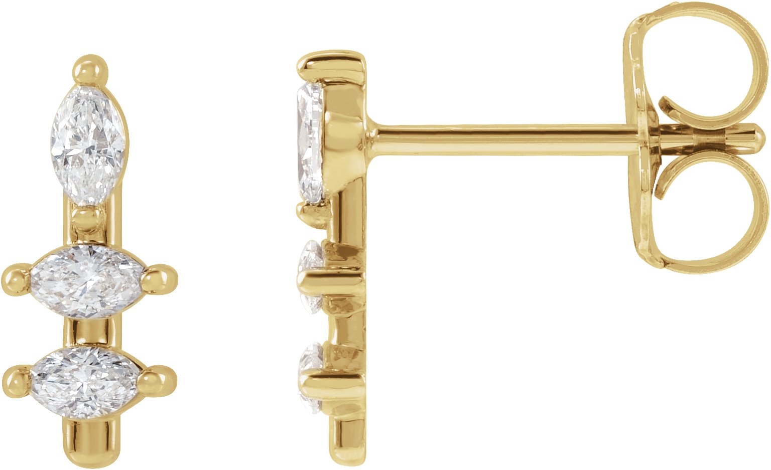 14K Yellow 1/5 CTW Natural Diamond Bar Earrings