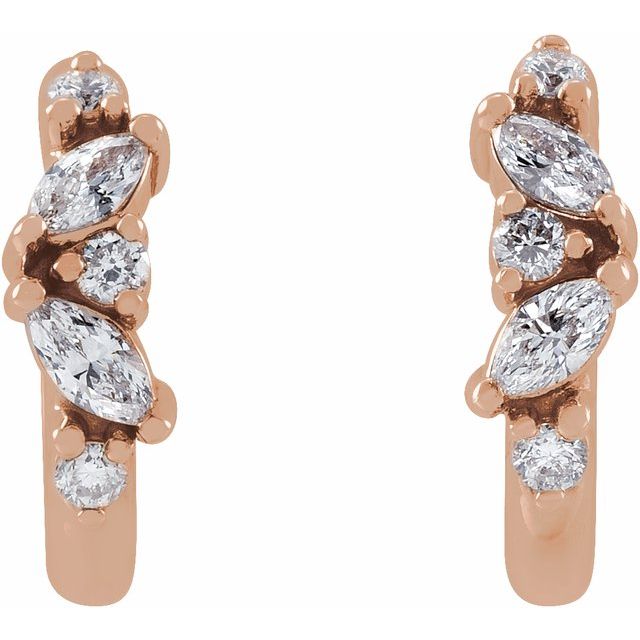 14K Rose 1/5 CTW Natural Diamond Huggie Earrings