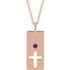 14K Rose Amethyst Cross Bar 16 18 inch Necklace Ref. 17077719
