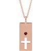 14K Rose Mozambique Garnet Cross Bar 16 18 inch Necklace Ref. 17077715