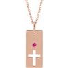 14K Rose Pink Tourmaline Cross Bar 16 18 inch Necklace Ref. 17077751