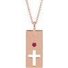 14K Rose Ruby Cross Bar 16 18 inch Necklace Ref. 17077739