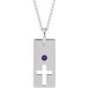 14K White Amethyst Cross Bar 16 18 inch Necklace Ref. 17077720
