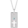 14K White Aquamarine Cross Bar 16 18 inch Necklace Ref. 17077724