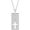 14K White .03 CT Diamond Cross Bar 16 18 inch Necklace Ref. 17077728
