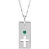 14K White Emerald Cross Bar 16 18 inch Necklace Ref. 17077732