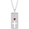 14K White Mozambique Garnet Cross Bar 16 18 inch Necklace Ref. 17077716