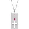 14K White Pink Tourmaline Cross Bar 16 18 inch Necklace Ref. 17077752