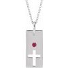 14K White Ruby Cross Bar 16 18 inch Necklace Ref. 17077740