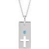 14K White Blue Zircon Cross Bar 16 18 inch Necklace Ref. 17077760