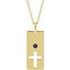 14K Yellow Amethyst Cross Bar 16 18 inch Necklace Ref. 17077721