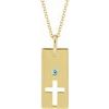 14K Yellow Aquamarine Cross Bar 16 18 inch Necklace Ref. 17077725