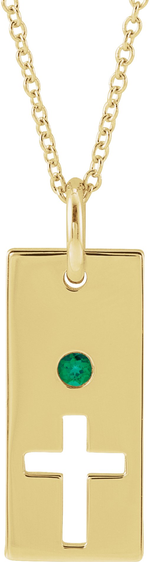 14K Yellow Emerald Cross Bar 16 18 inch Necklace Ref. 17077733
