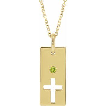 14K Yellow Peridot Cross Bar 16 18 inch Necklace Ref. 17077745