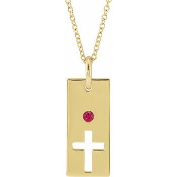 14K Yellow Ruby Cross Bar 16 18 inch Necklace Ref. 17077741