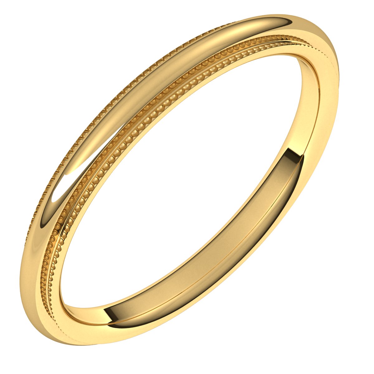 Milgrain Stepped-Edge Comfort-Fit Half Round Bands