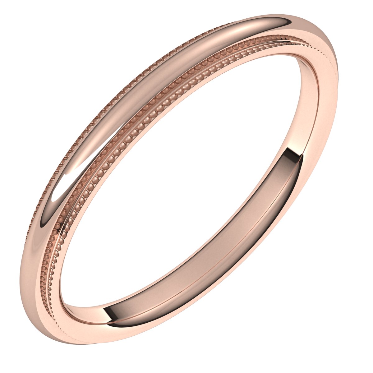 Milgrain Stepped-Edge Comfort-Fit Half Round Bands