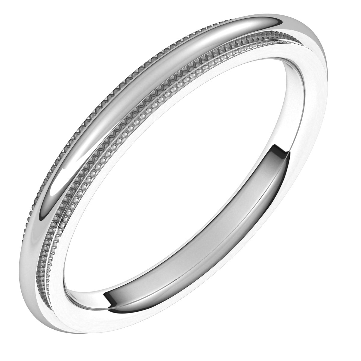 Milgrain Stepped-Edge Comfort-Fit Half Round Bands