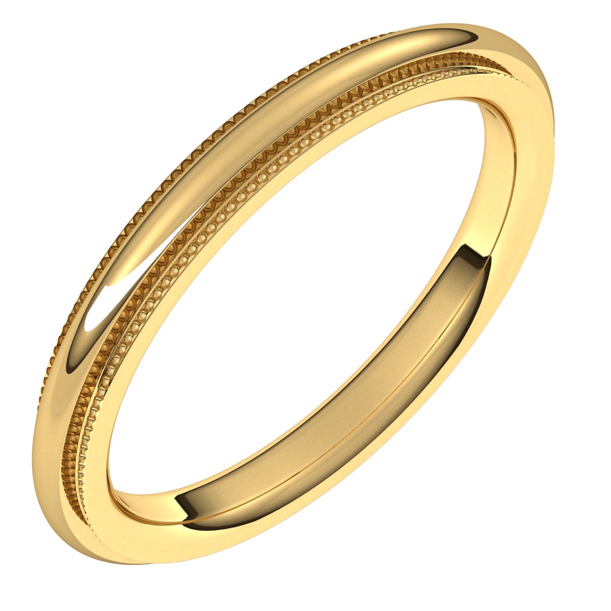 Milgrain Stepped-Edge Comfort-Fit Half Round Bands
