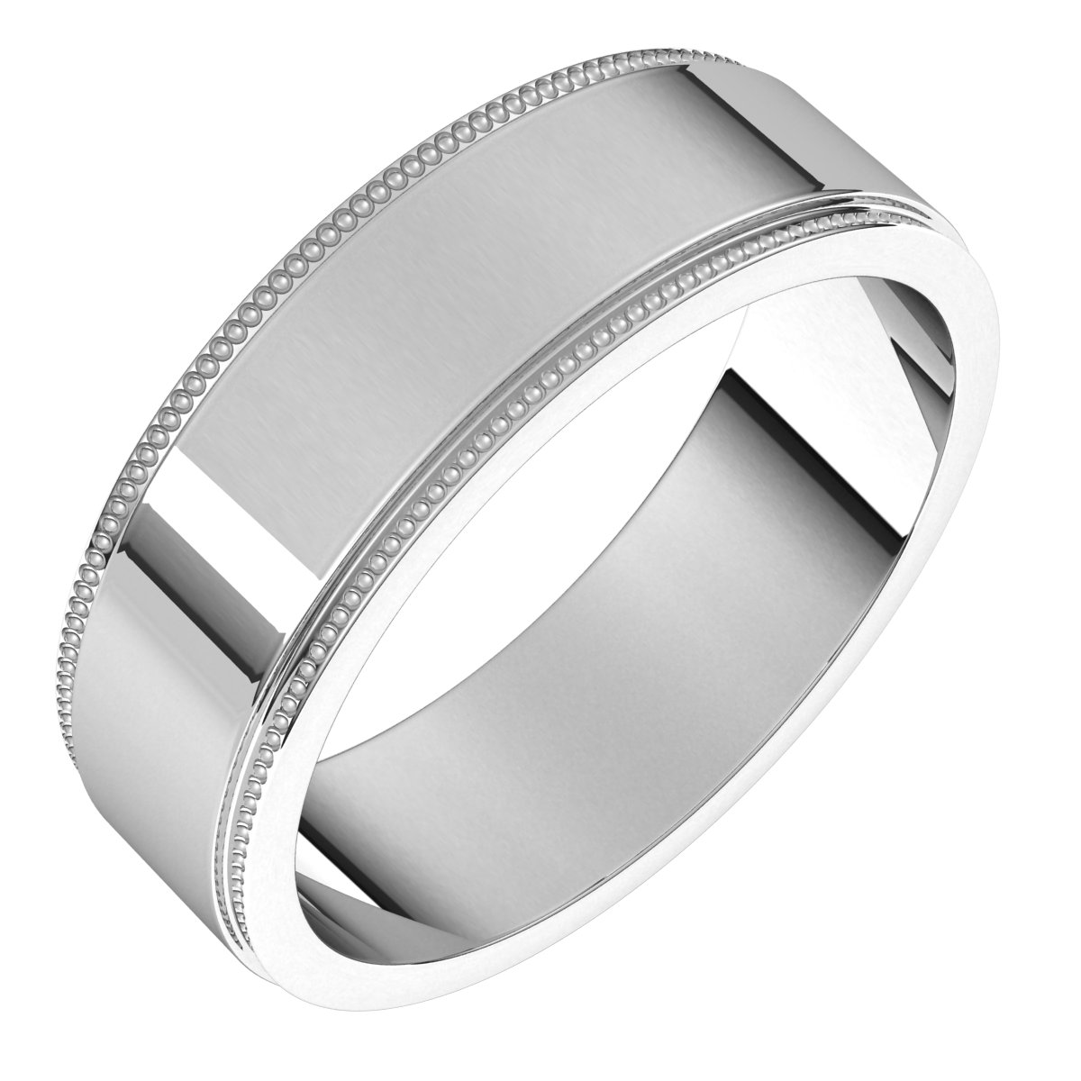 Platinum 6 mm Milgrain Flat with Edge Band Size 8