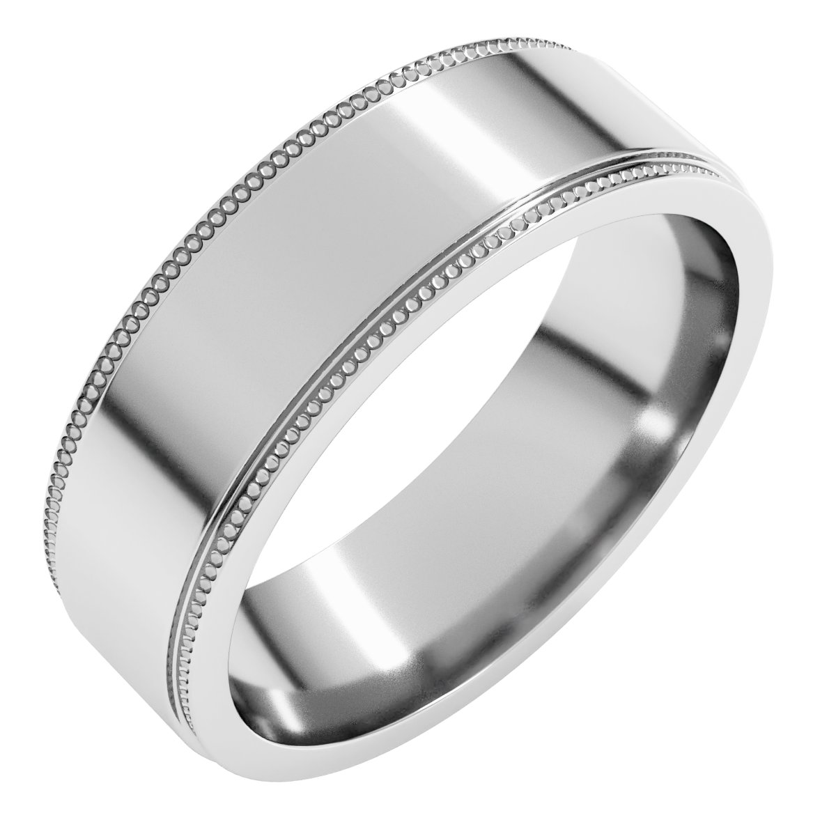 Sterling Silver 6 mm Milgrain Stepped-Edge Flat Band Size 10