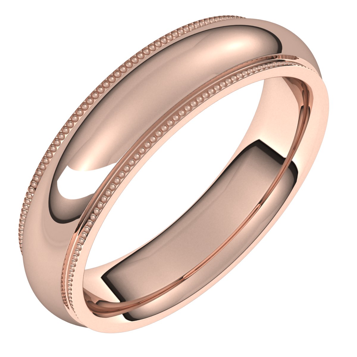 14K Rose 5 mm Milgrain Half Round Comfort Fit Edge Band Size 9.5