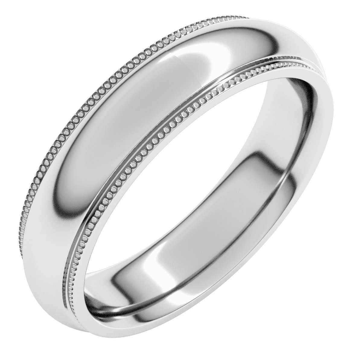 Milgrain Stepped-Edge Comfort-Fit Half Round Bands