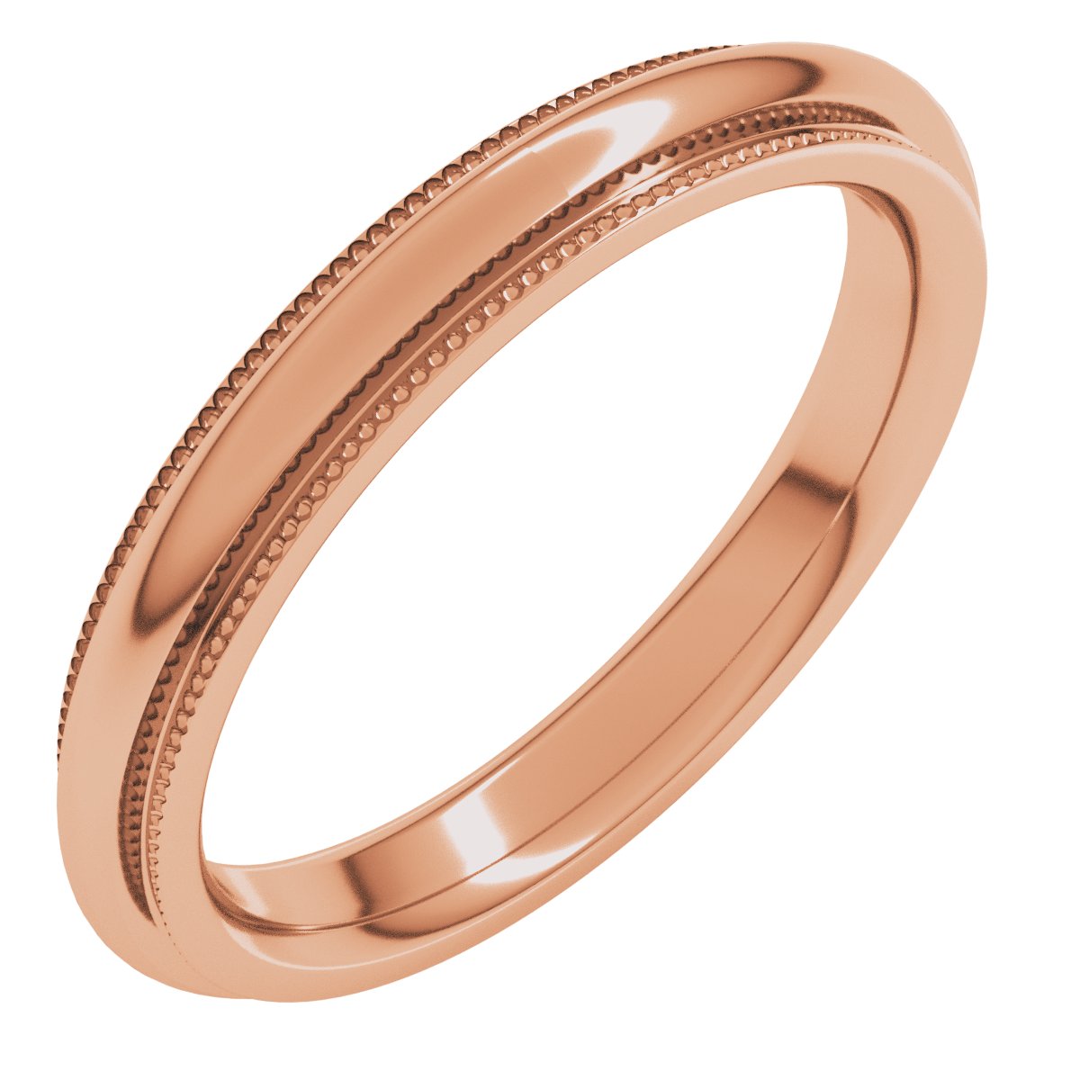 Milgrain Stepped-Edge Comfort-Fit Half Round Bands