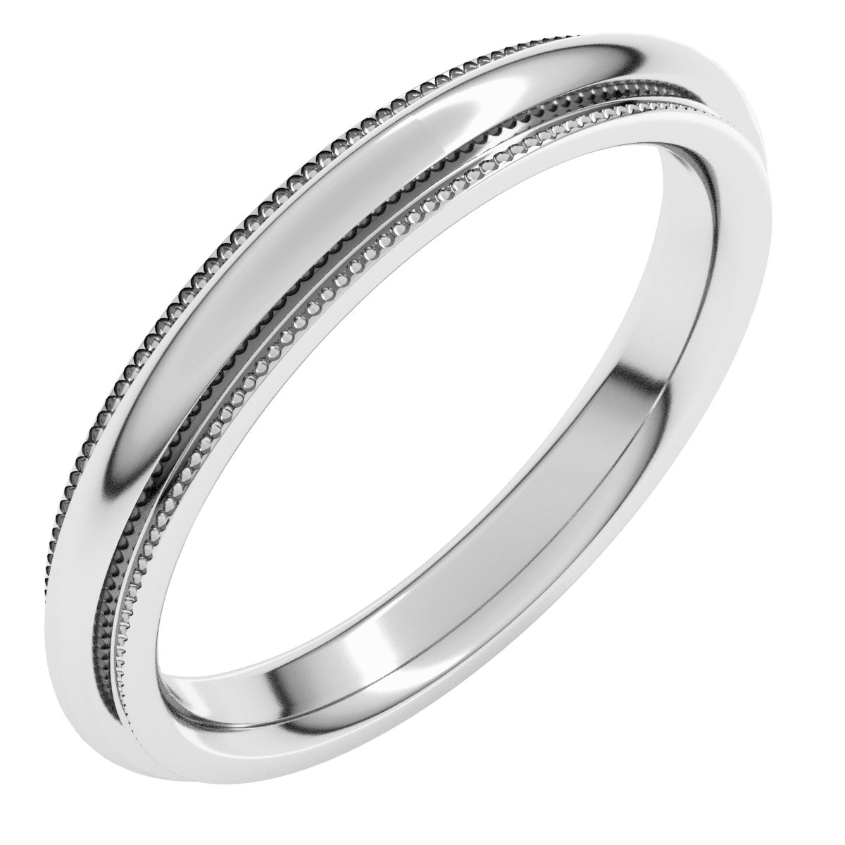 Milgrain Stepped-Edge Comfort-Fit Half Round Bands