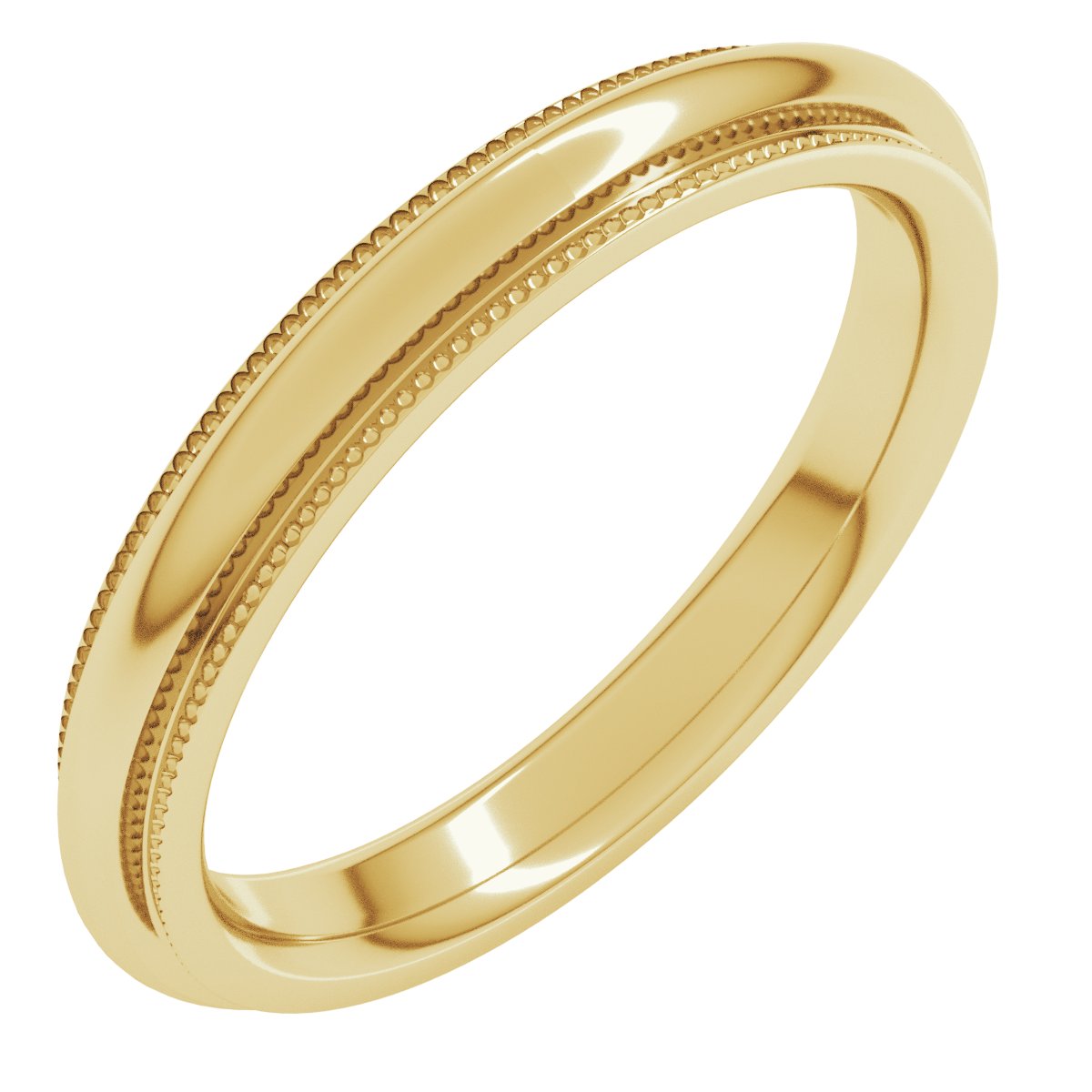 Milgrain Stepped-Edge Comfort-Fit Half Round Bands