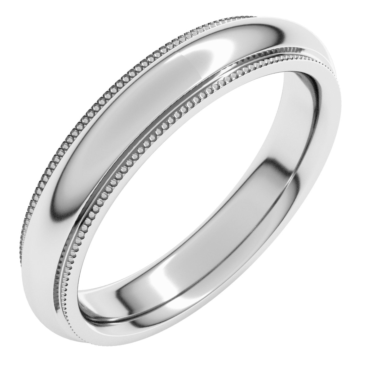 Milgrain Stepped-Edge Comfort-Fit Half Round Bands