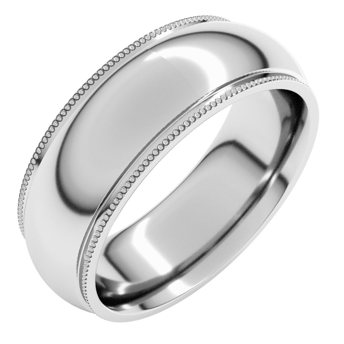 Milgrain Stepped-Edge Comfort-Fit Half Round Bands