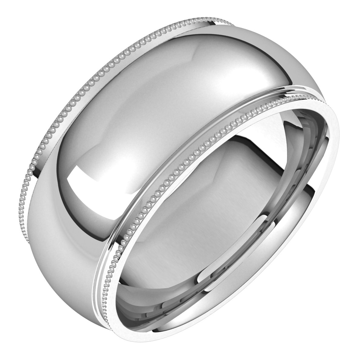 Milgrain Stepped-Edge Comfort-Fit Half Round Bands