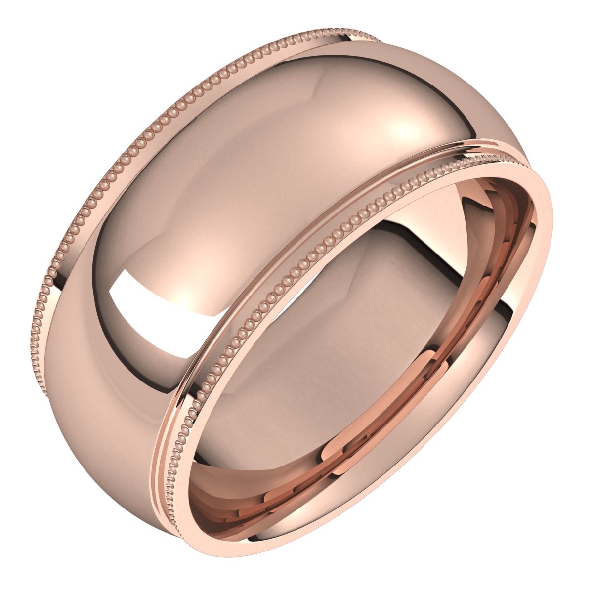 Milgrain Stepped-Edge Comfort-Fit Half Round Bands