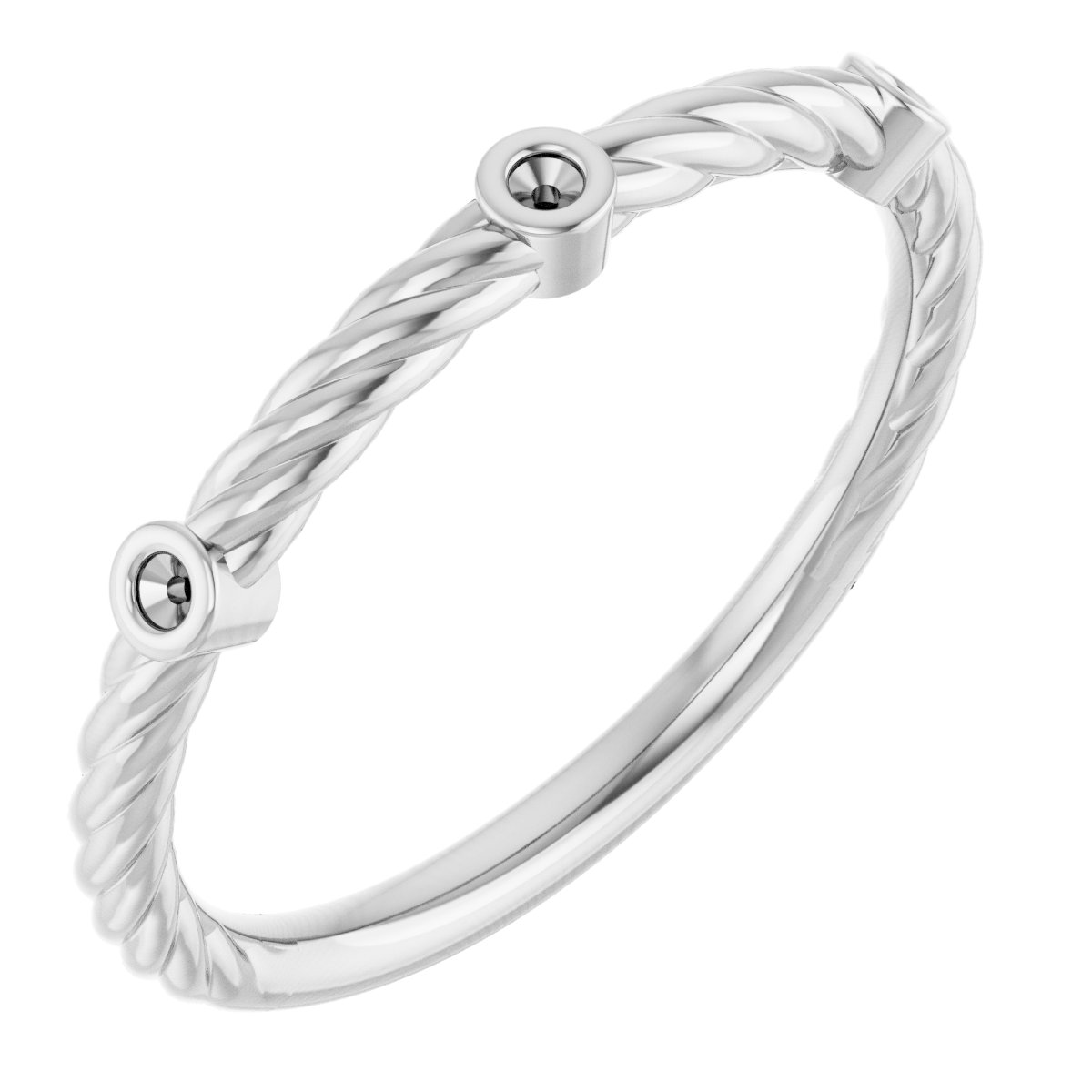 Bezel-Set Three-Stone Rope Anniversary Band