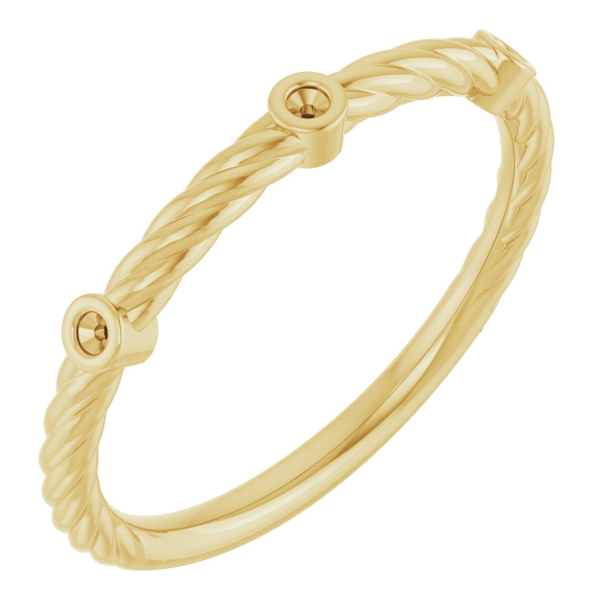 Bezel-Set Three-Stone Rope Anniversary Band