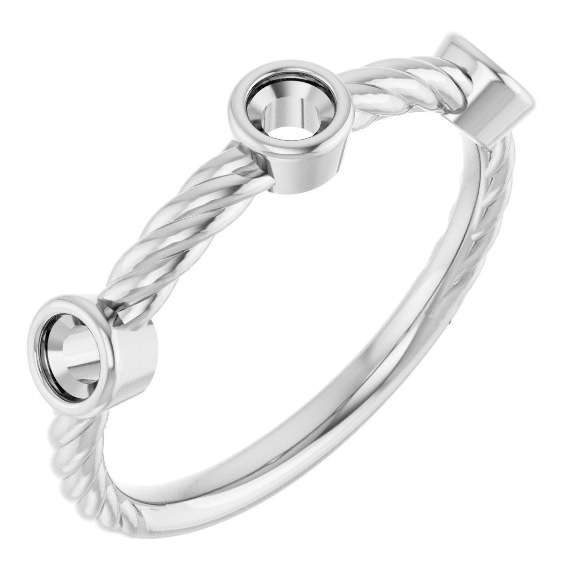 Bezel-Set Three-Stone Rope Anniversary Band