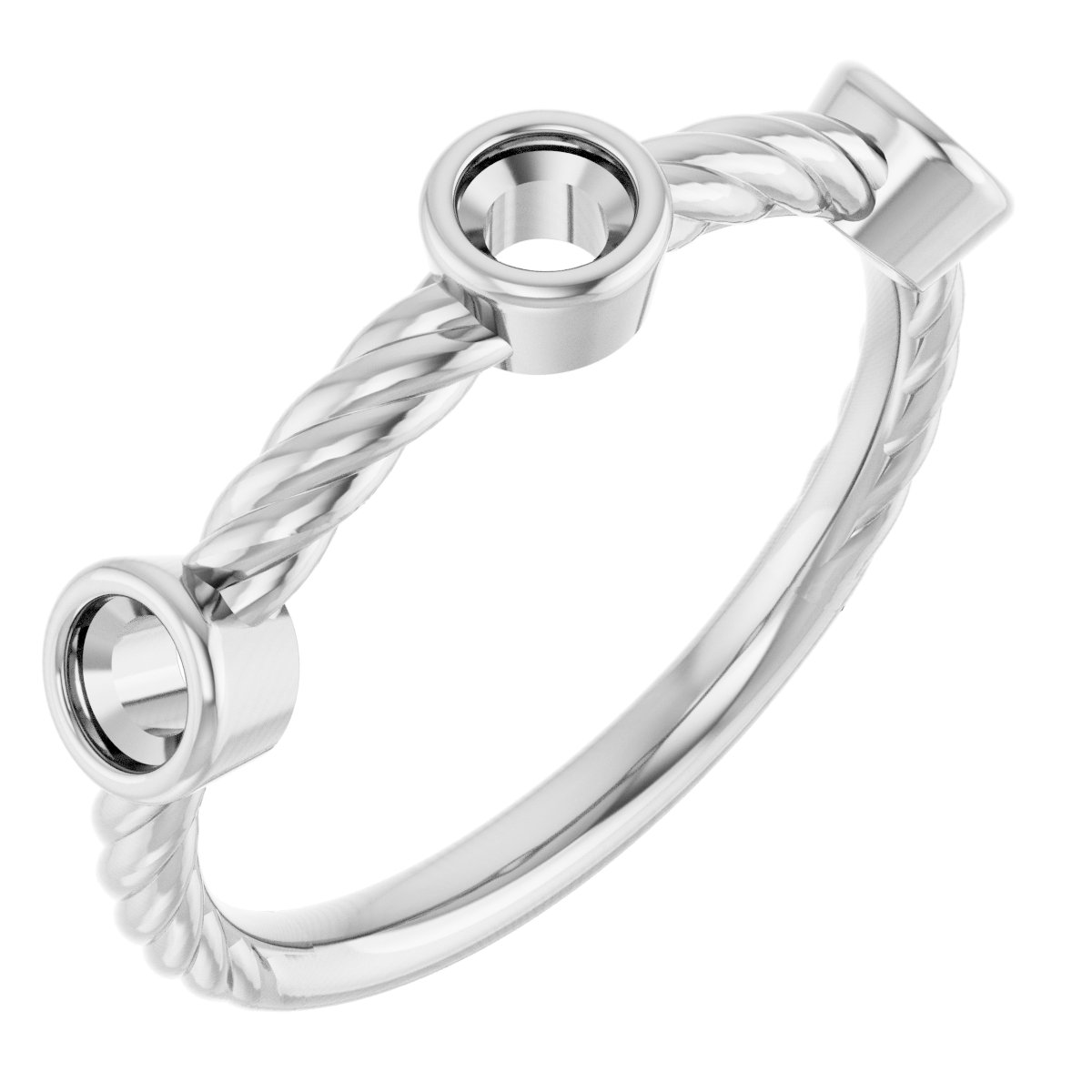 Bezel-Set Three-Stone Rope Anniversary Band
