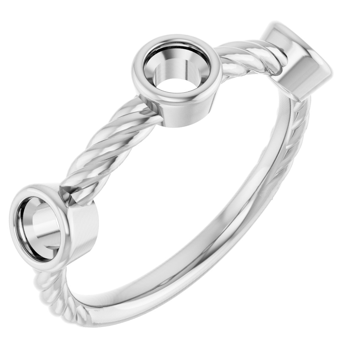 Bezel-Set Three-Stone Rope Anniversary Band