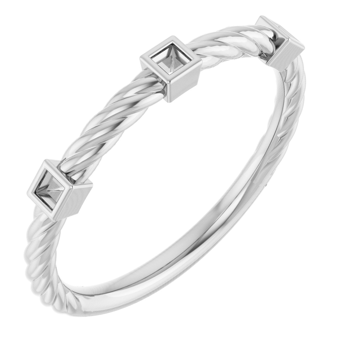 Bezel-Set Three-Stone Rope Anniversary Band
