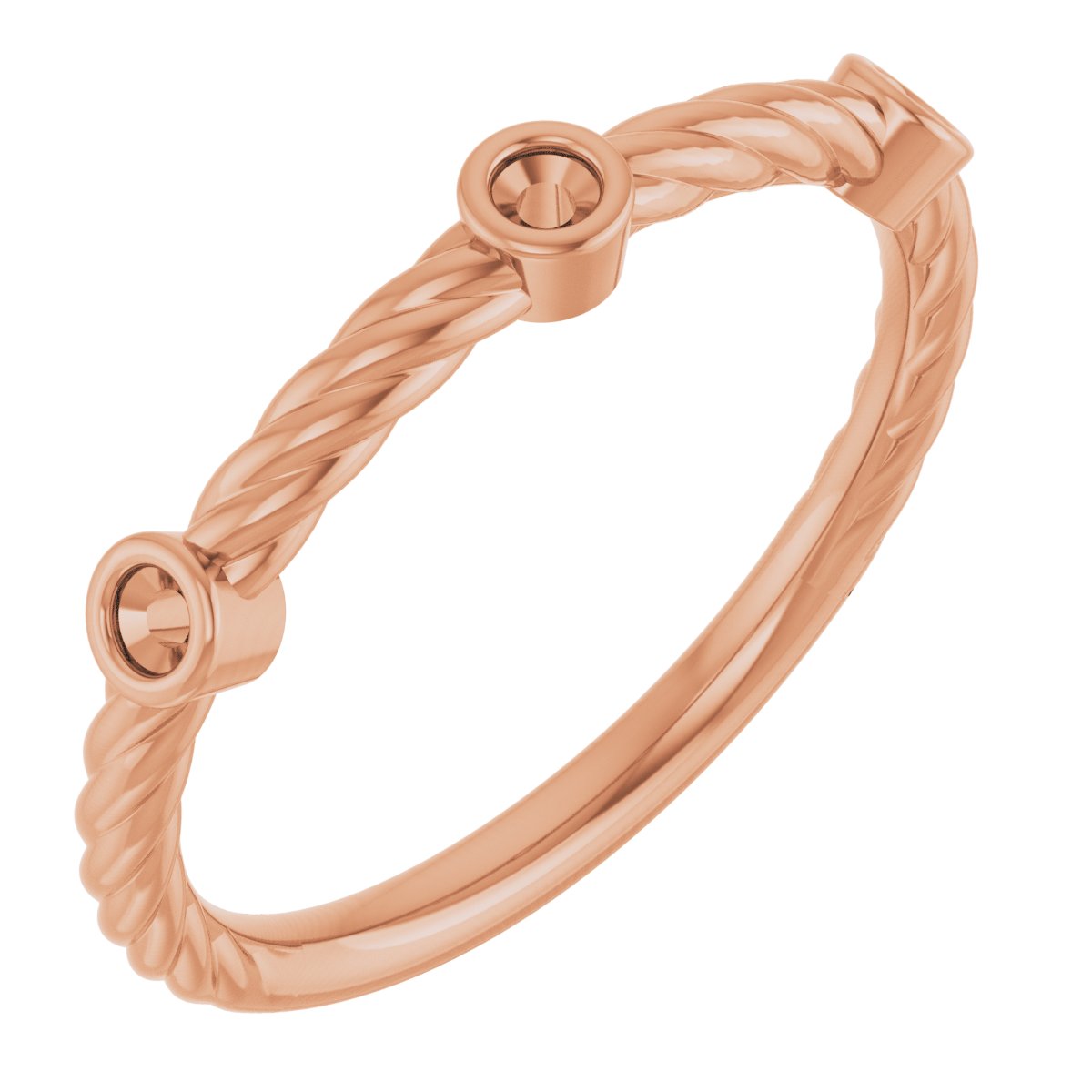 Bezel-Set Three-Stone Rope Anniversary Band