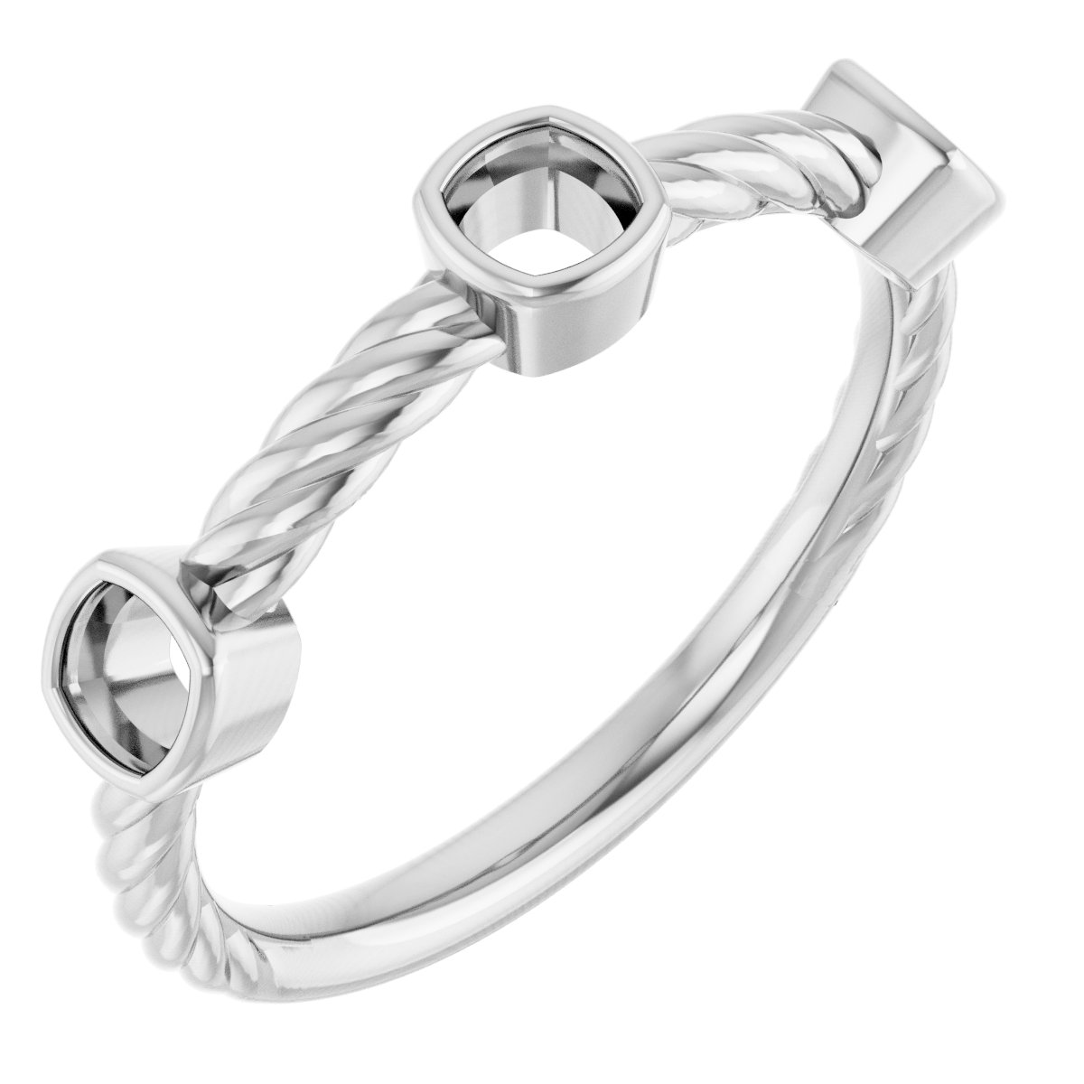 Bezel-Set Three-Stone Rope Anniversary Band