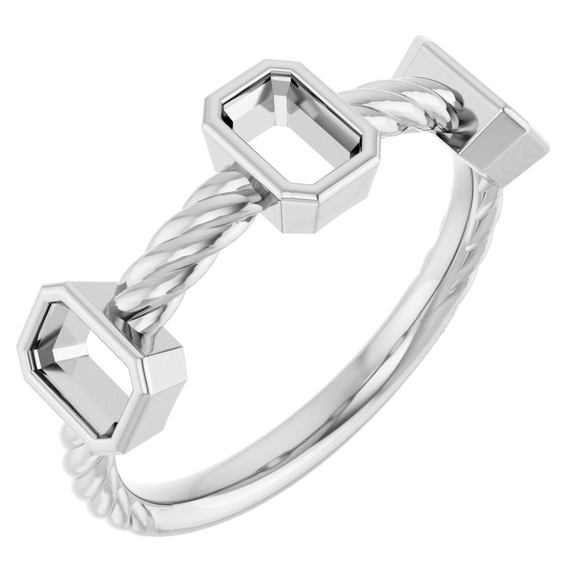 Bezel-Set Three-Stone Rope Anniversary Band
