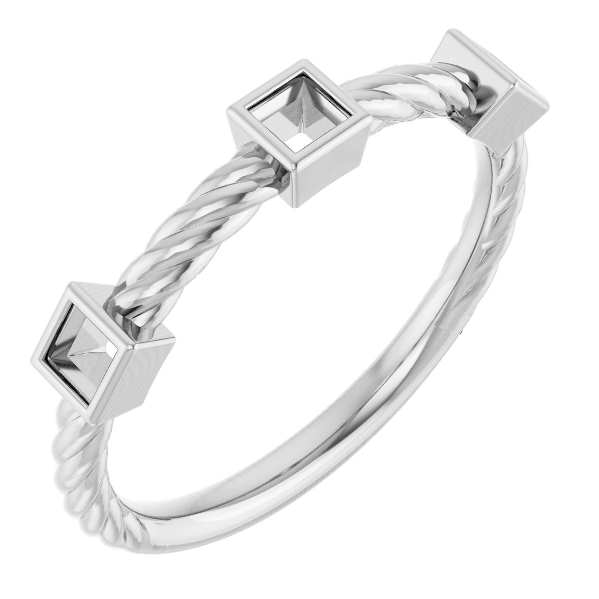 Bezel-Set Three-Stone Rope Anniversary Band
