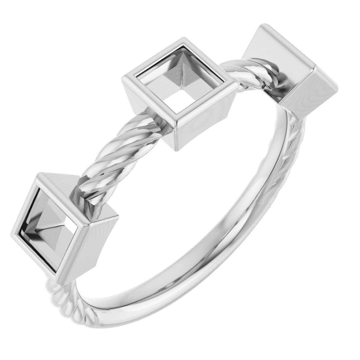 Bezel-Set Three-Stone Rope Anniversary Band